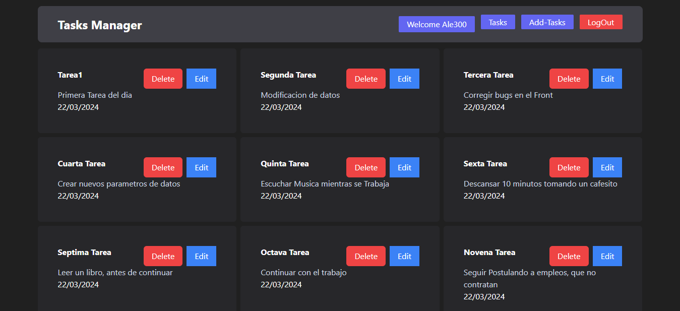 Creación de tareas